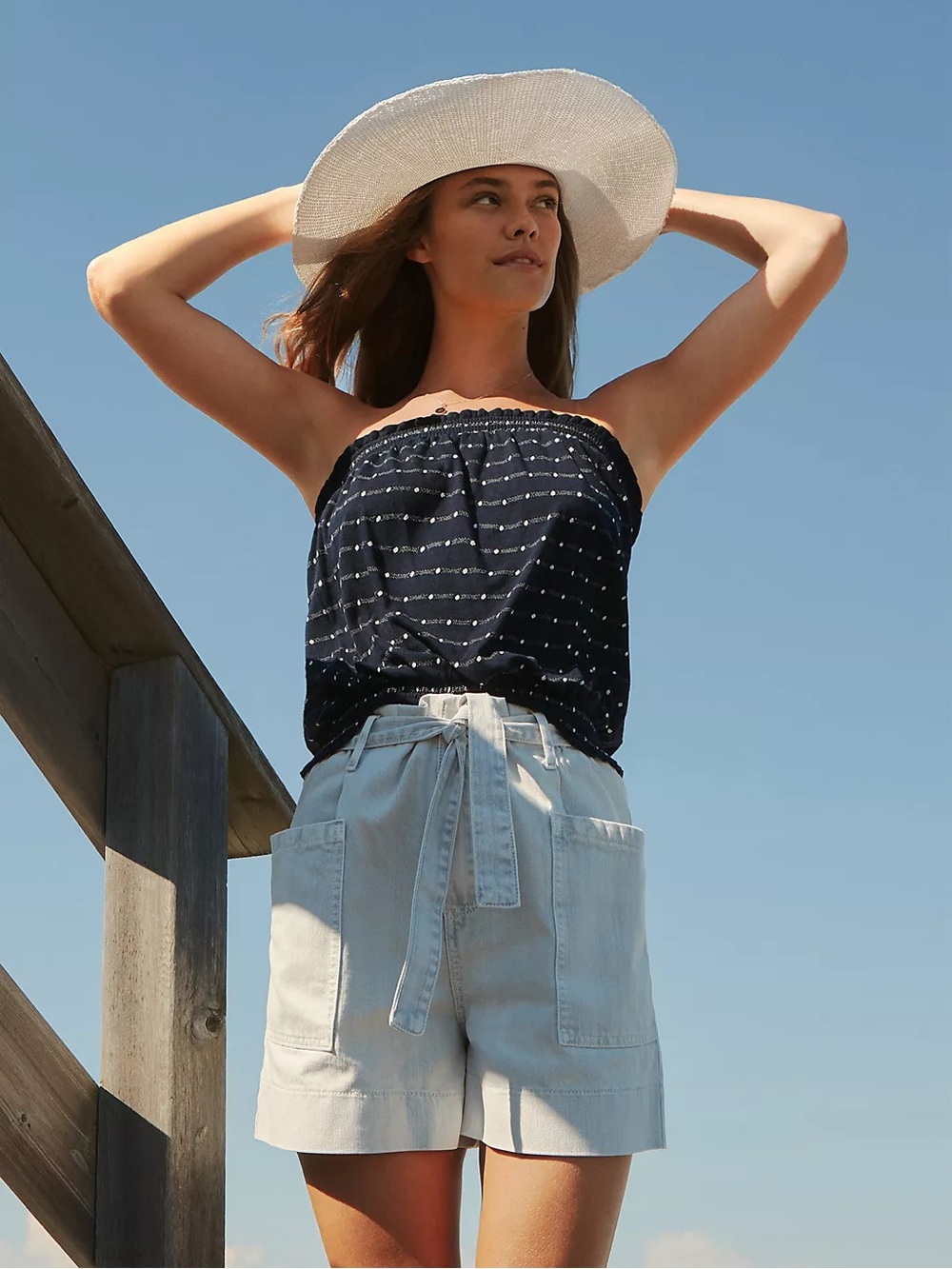 Anthropologie x Pilcro Ultra High-Rise Acid Wash Denim Shorts - Picture 3 of 9